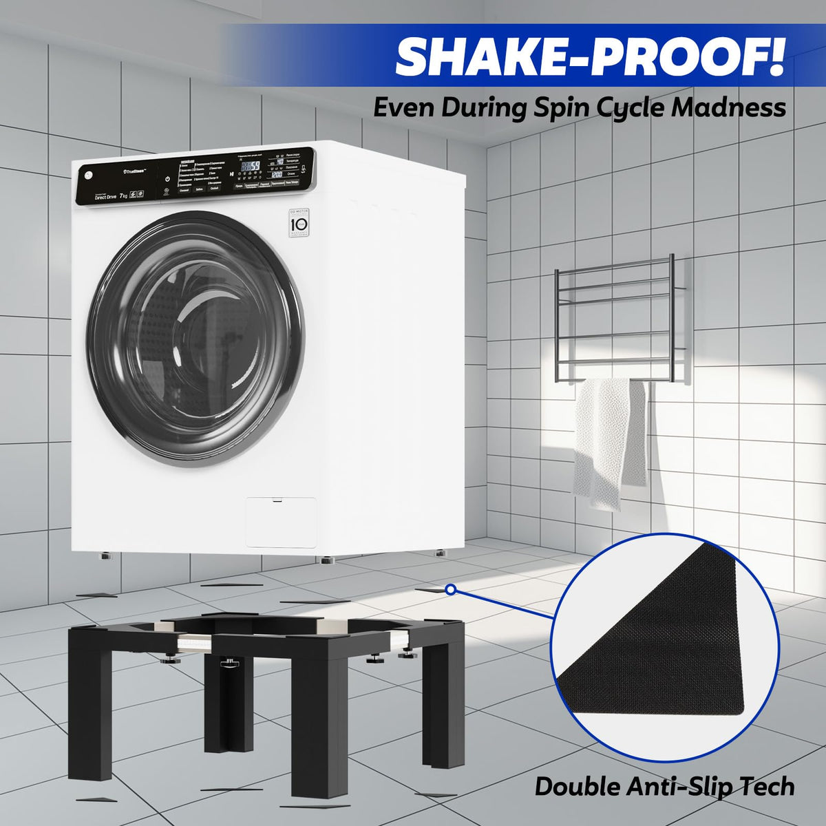 Heavy Duty Adjustable Laundry Pedestal Black G5478