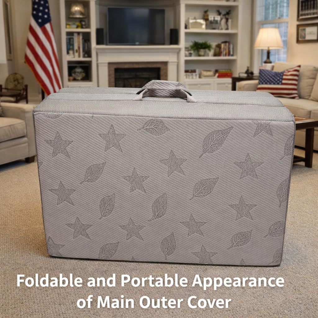 Twin 6-Inch Foam Tri Fold Floor Mattress with 2 Washable Covers F93508