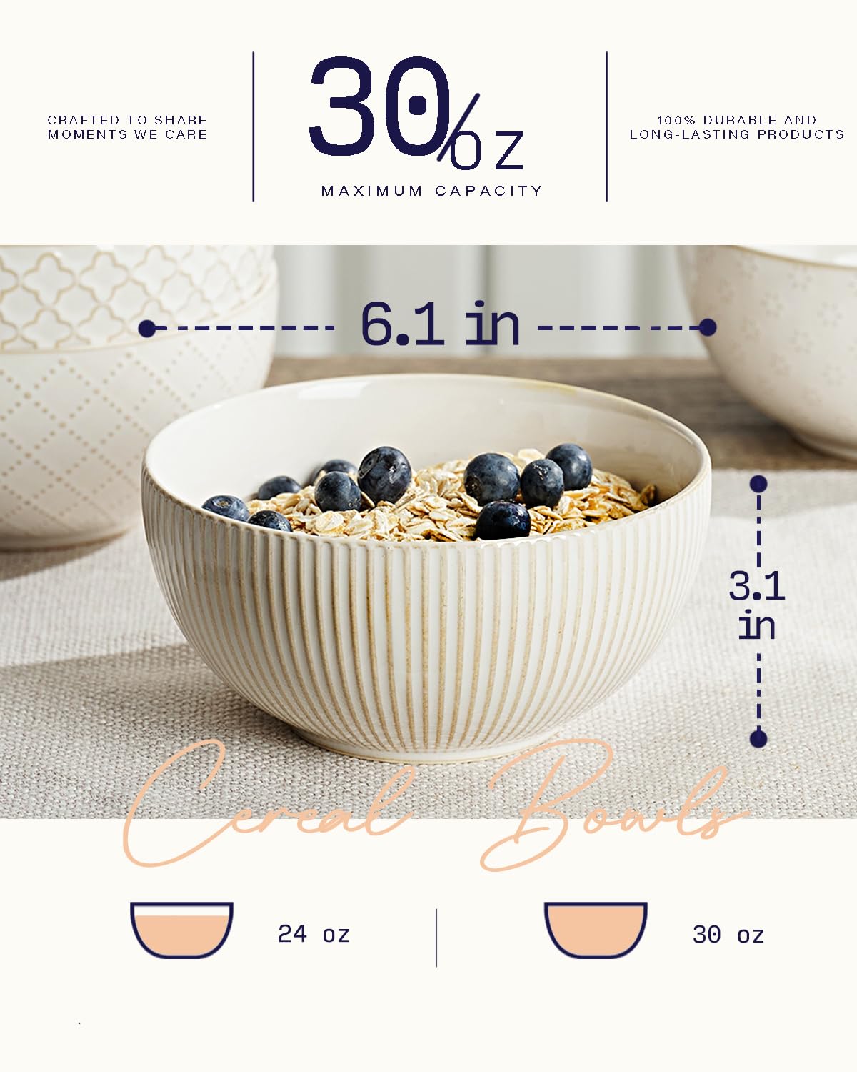 Ceramic Soup Bowls Set of 4 6.1 inch 30 oz G45864