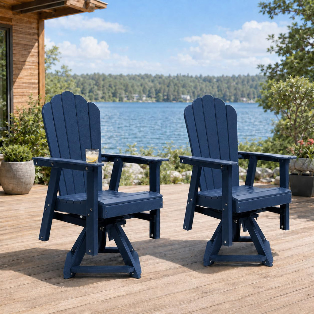 HDPE Swivel Adirondack Chair Set of 2 Navy Blue F529