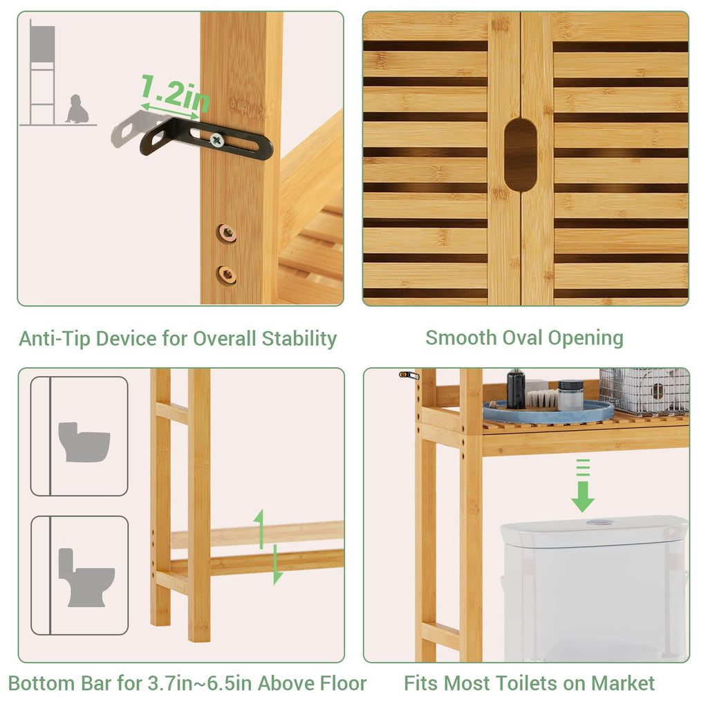 Over The Toilet Storage Cabinet with Adjustable Shelves Bamboo Y8952