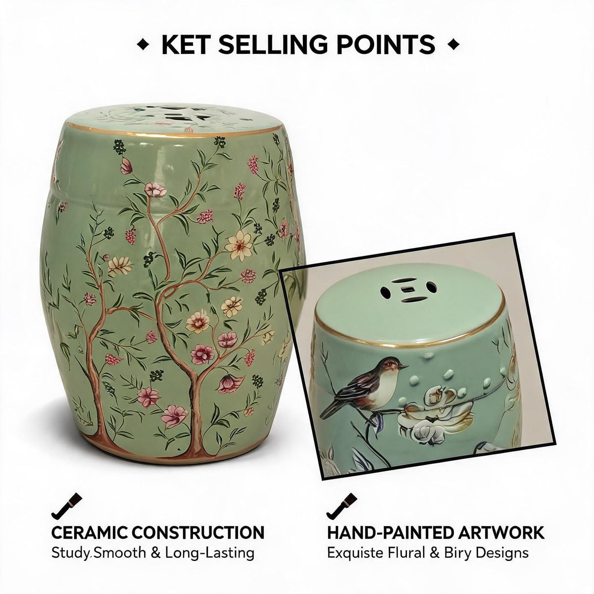 Hand-Painted Blue White Ceramic Garden Stool A79493