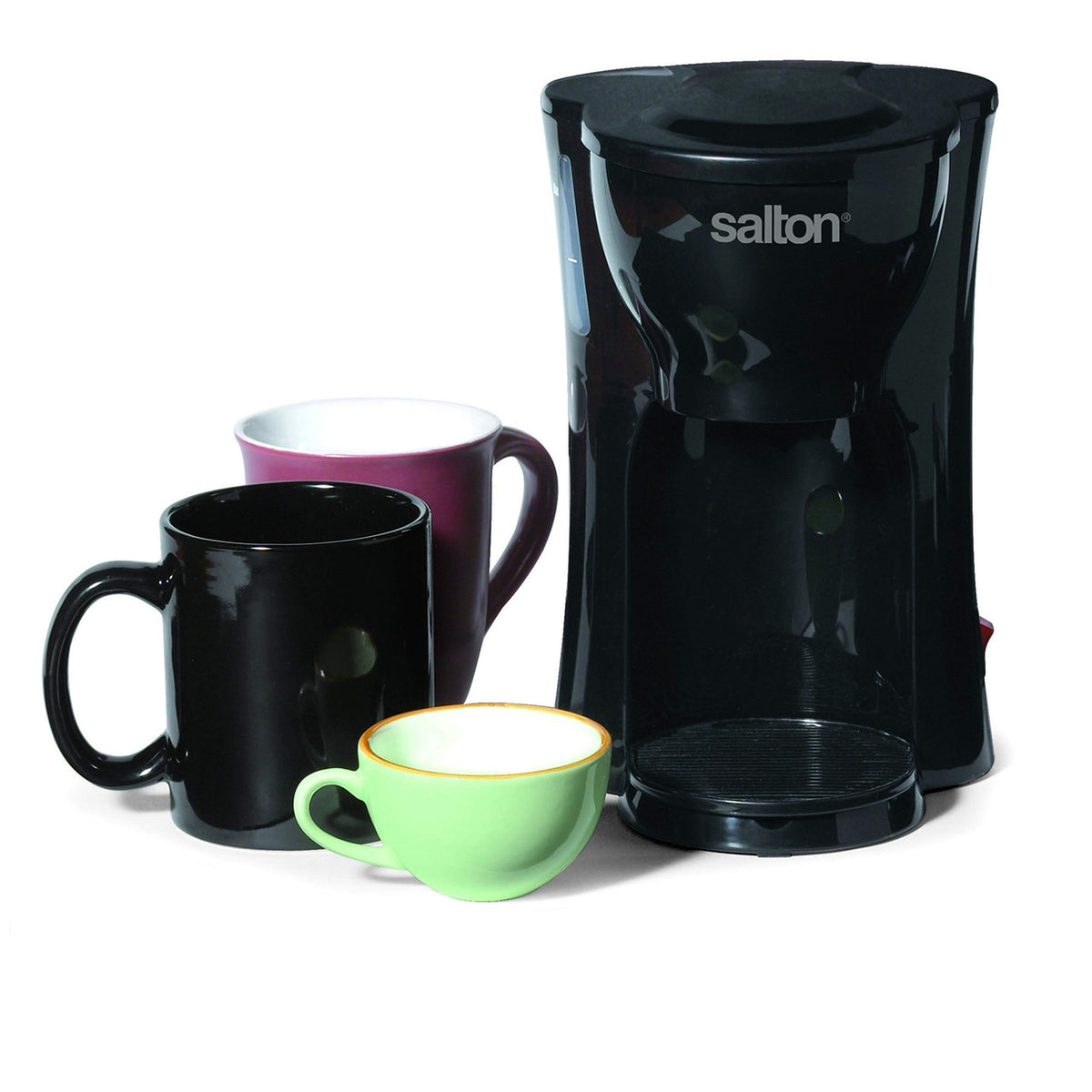 1 Cup Black Mini Drip Coffee Maker with Reusable Mesh Filter J651057