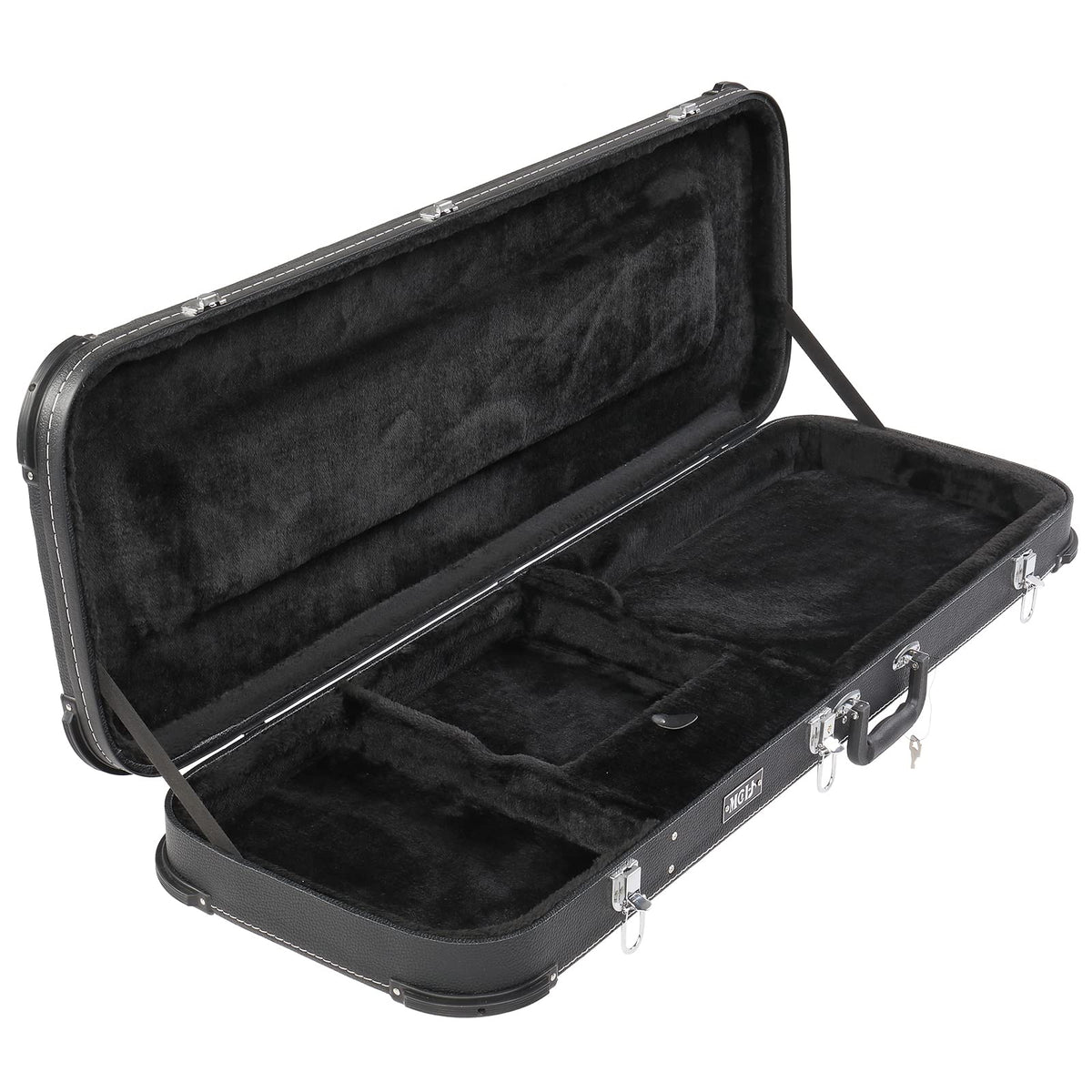 Black Electric Guitar Wood Hard Case with Handle J339429
