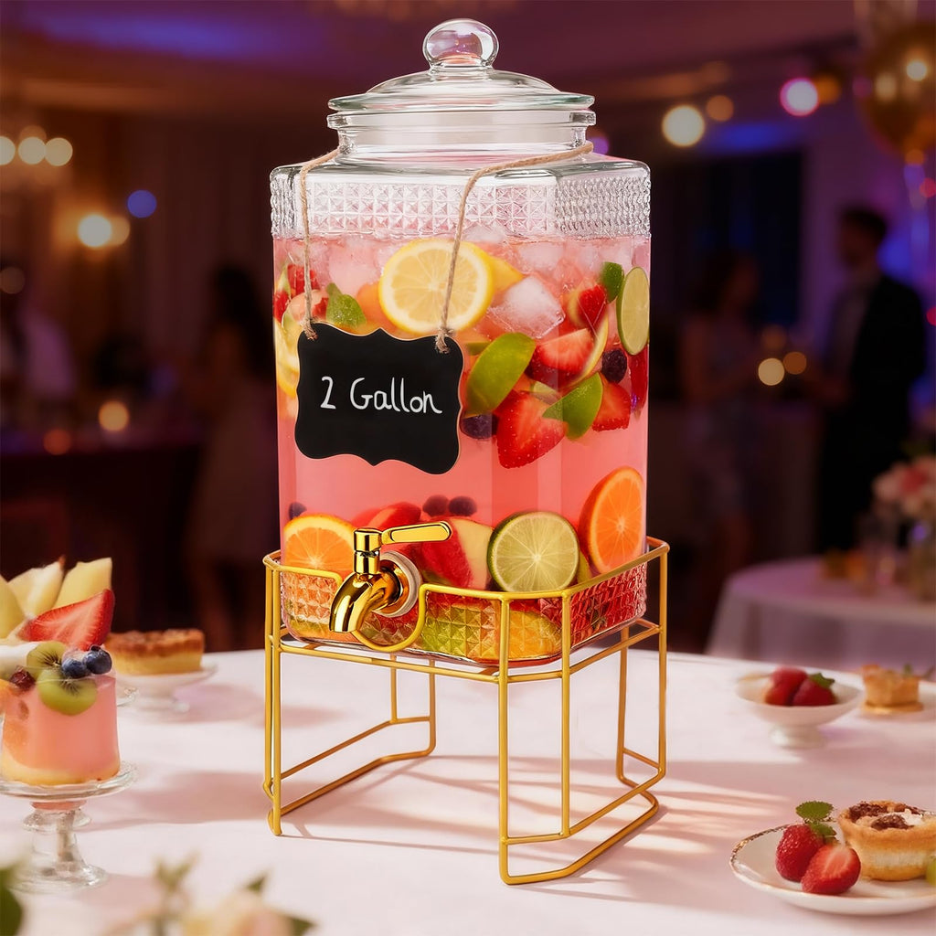 2 Gallon Stainless Steel Beverage Dispenser with Stand Z86656