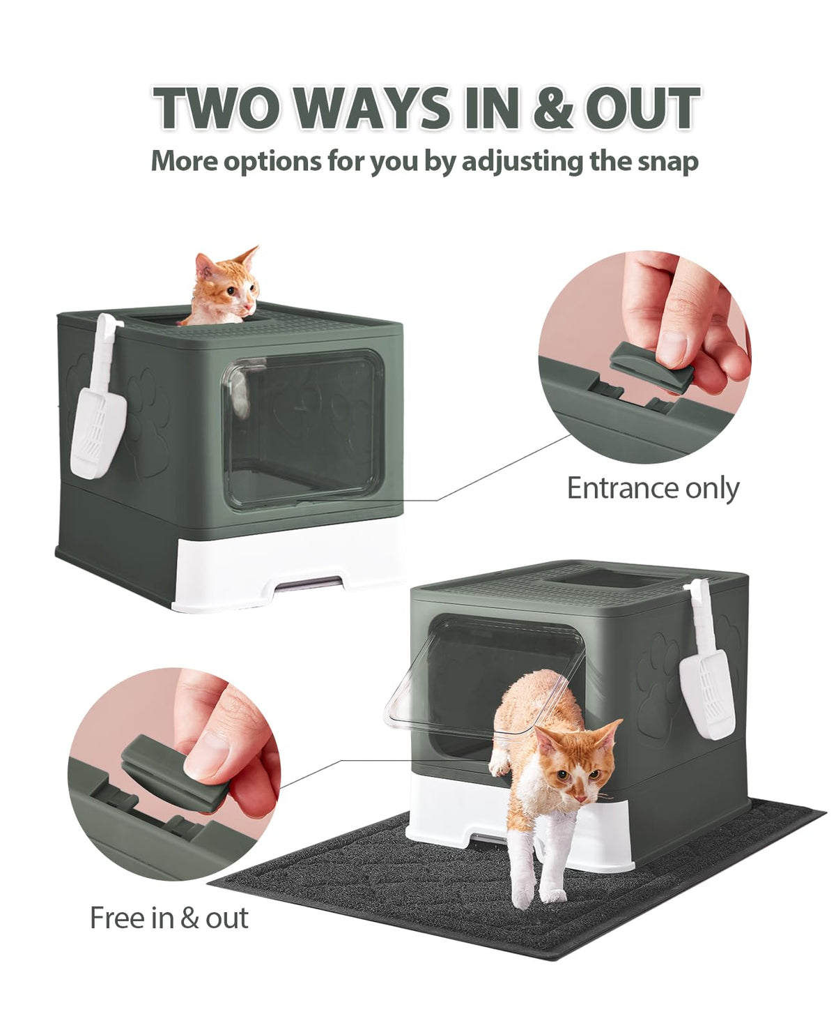 X-Large Cat Litter Box with Litter Mat and Scoop G7111