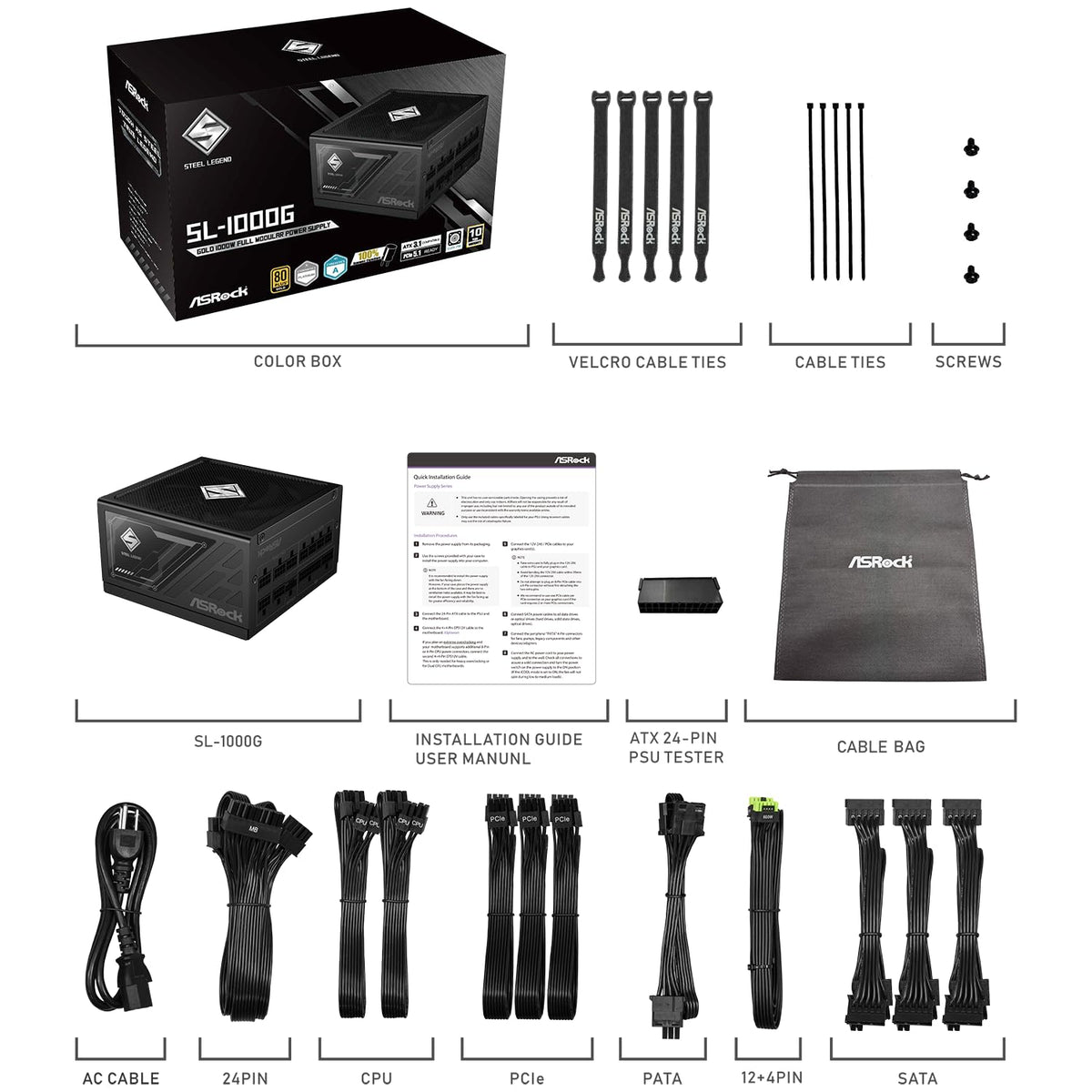 1000W 80 Plus Gold Full Modular Power Supply I686