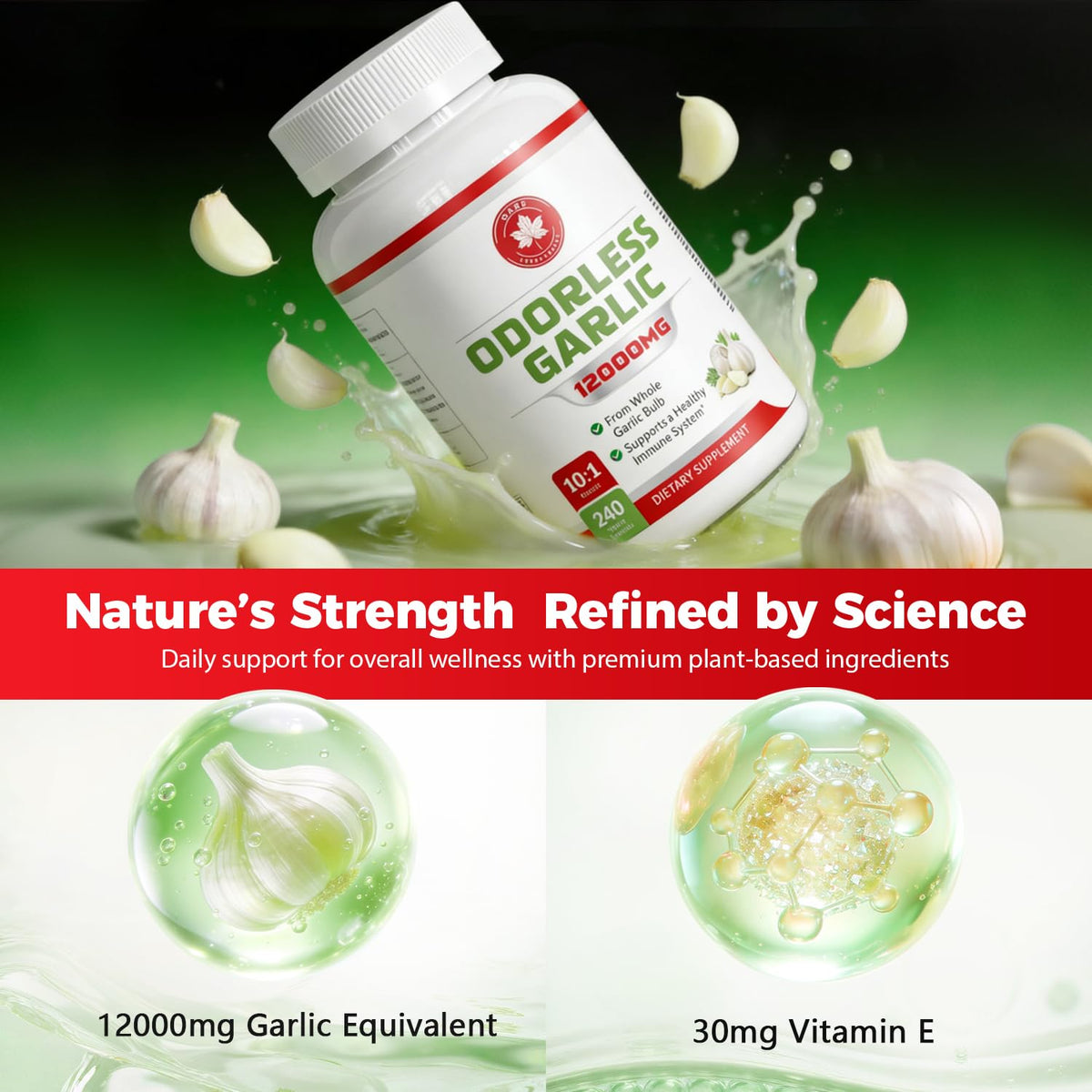 Odorless Aged Garlic Extract 12,000 mg 240 Veg Caps Q98036