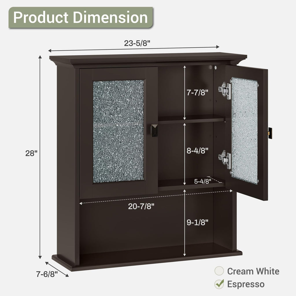 Wall Mount Medicine Cabinet with Tempered Glass Door W851414
