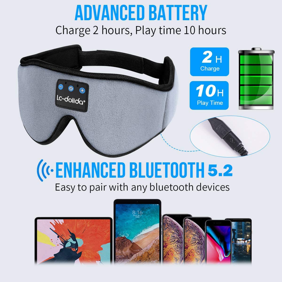 Sleep Mask with Bluetooth Headphones Cotton B5611