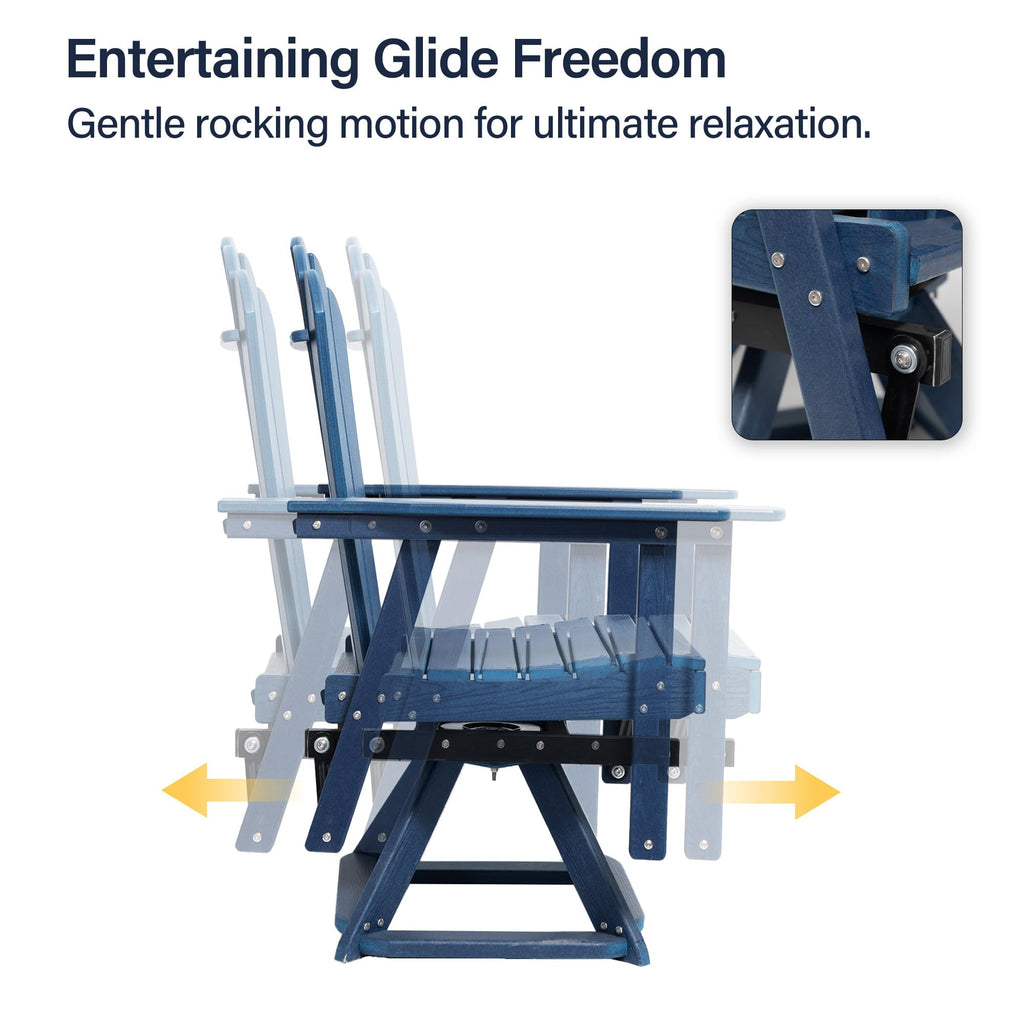 HDPE Swivel Adirondack Chair Set of 2 Navy Blue F529