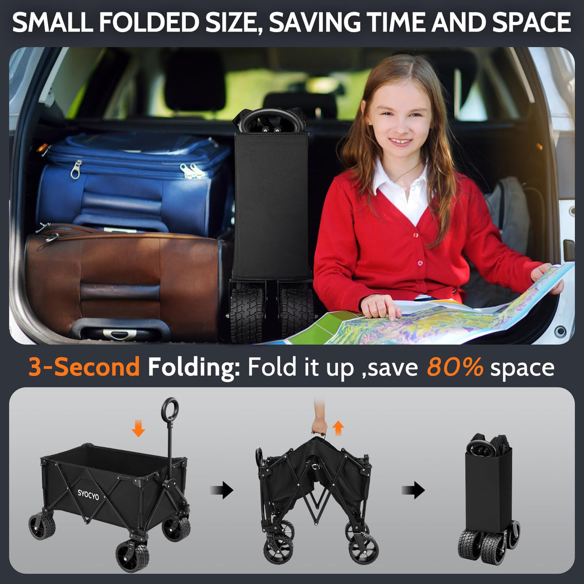 Foldable Wagon Cart with All-Terrain Wheels J292960
