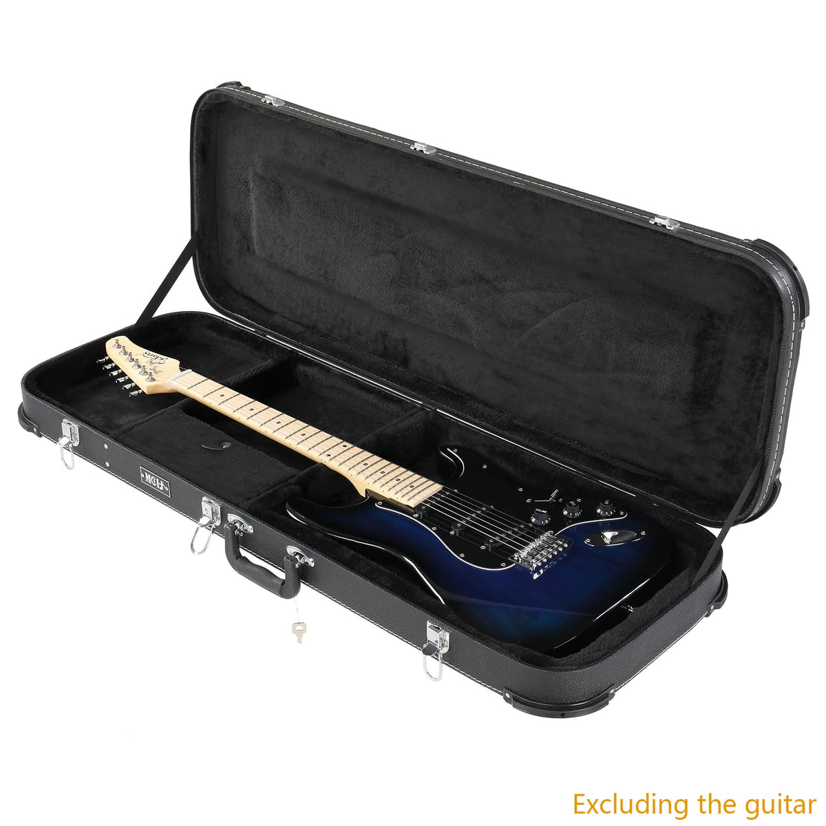 Black Electric Guitar Wood Hard Case with Handle J339429