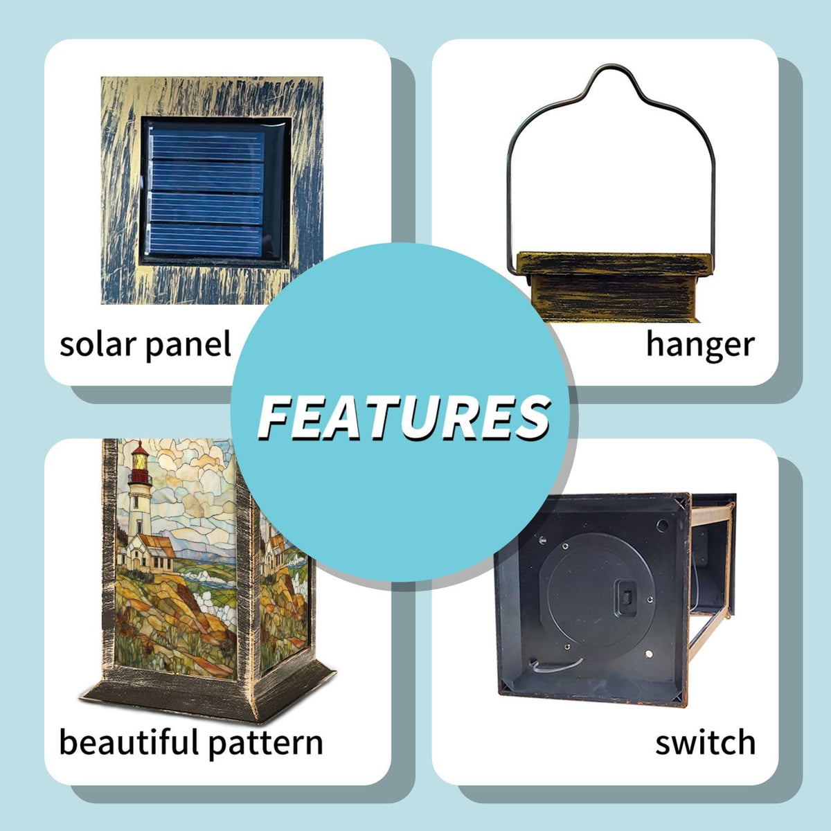 Solar Powered Outdoor Waterproof Hanging Lantern 1 Pack Y980