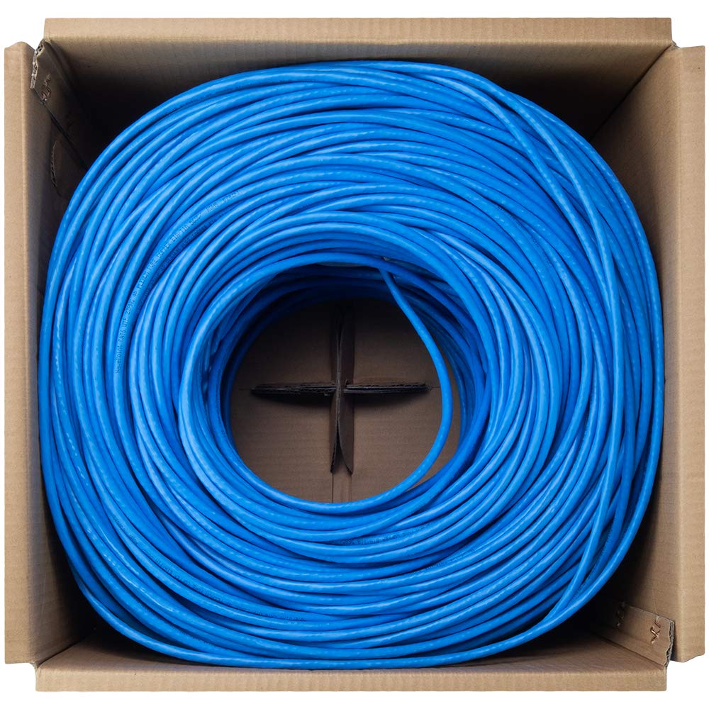 Cat6 Plenum 1000ft Blue Solid Bare Copper Ethernet Cable G230810