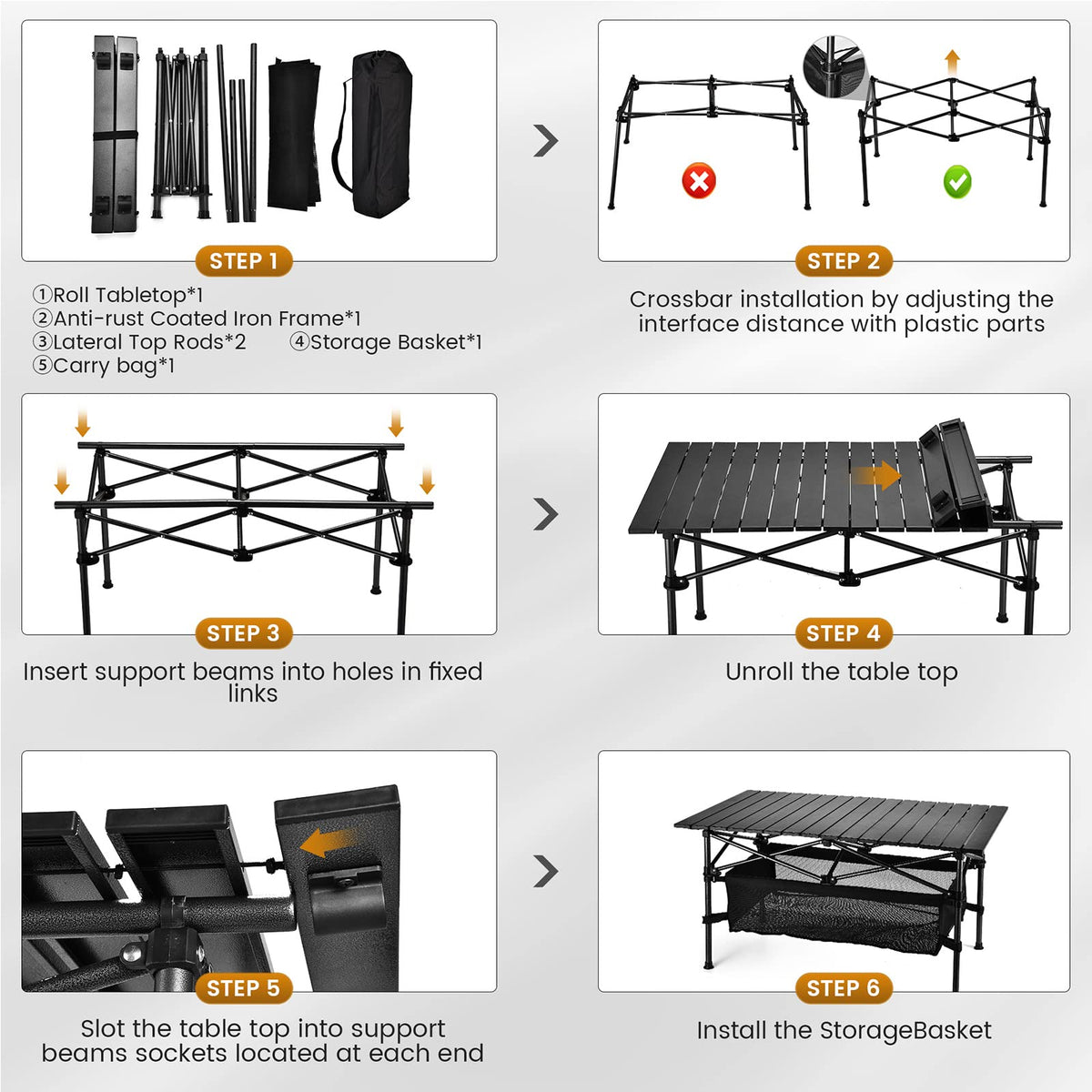 Lightweight Aluminum Folding Camping Table with Carrying Bag Q175