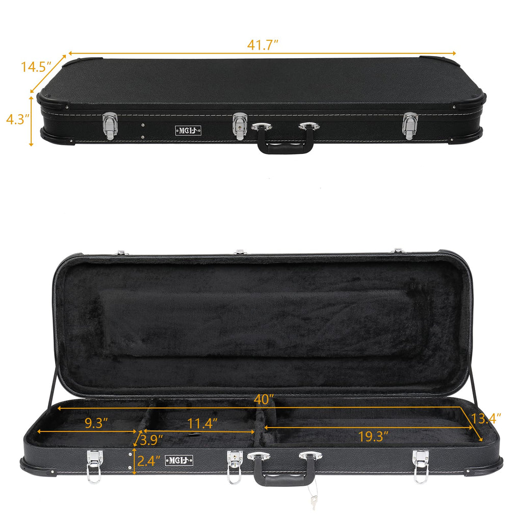 Black Electric Guitar Wood Hard Case with Handle J339429