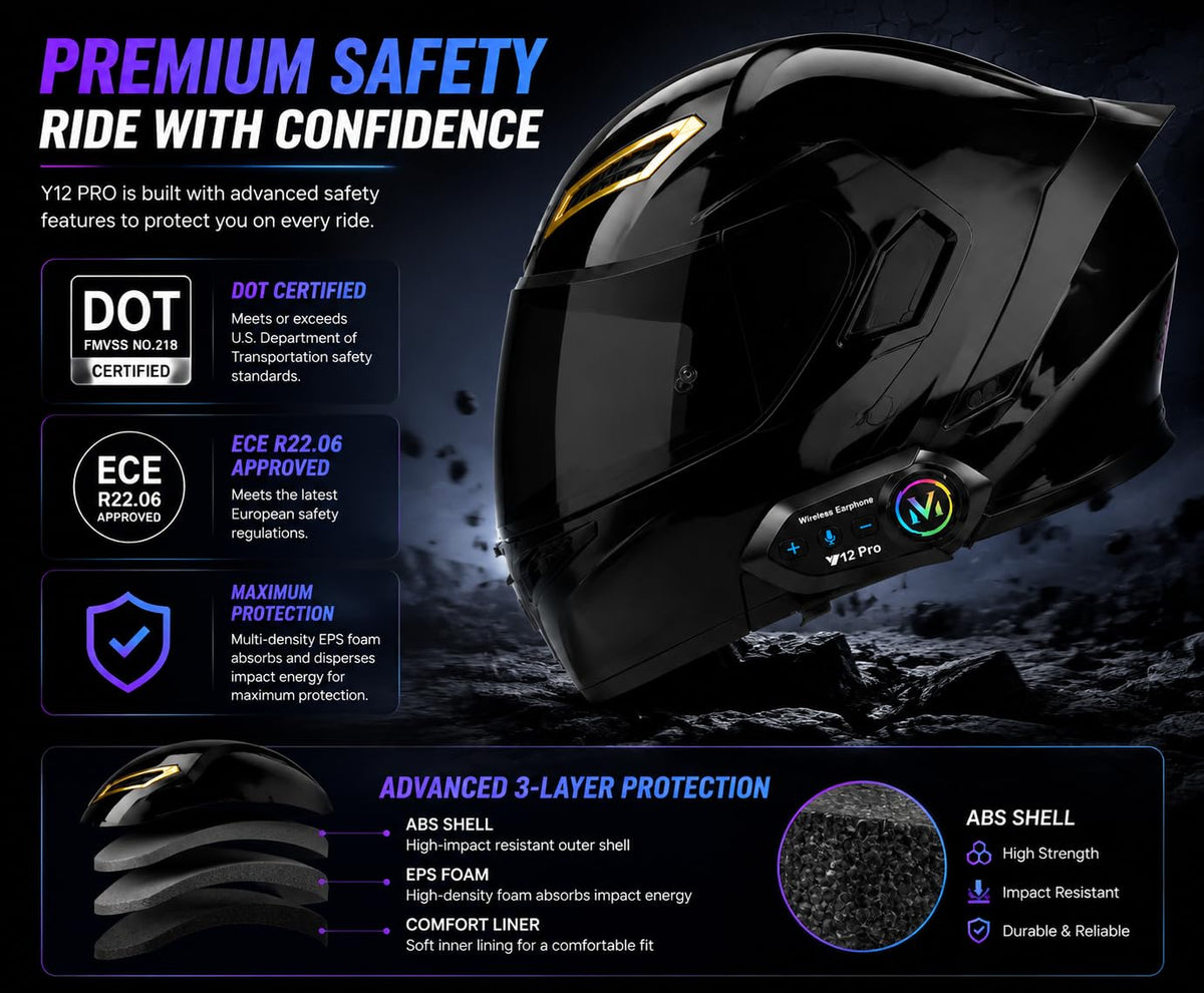Bluetooth Modular Flip-Up Full Face Motorcycle Helmet E4233