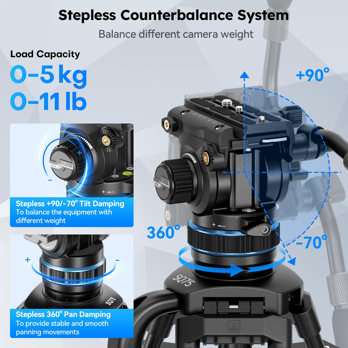 Carbon Fiber Video Tripod with Fluid Head T74326