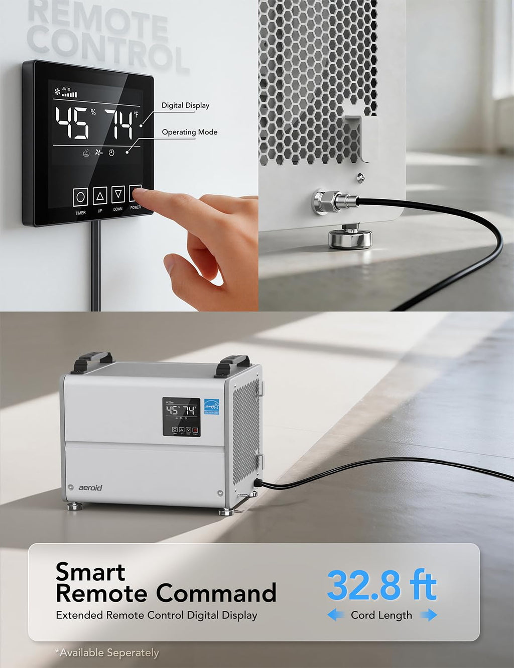 70 Pints Commercial Dehumidifier with Pump and Drain B3338