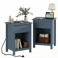 Farmhouse Nightstand with Charging Station Set of 2 Y802886