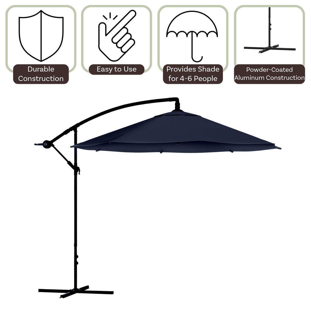 10 Ft Offset Cantilever Patio Umbrella with Cross Base F5258