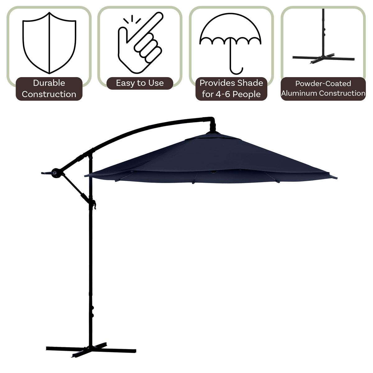 10 Ft Offset Cantilever Patio Umbrella with Cross Base F5258