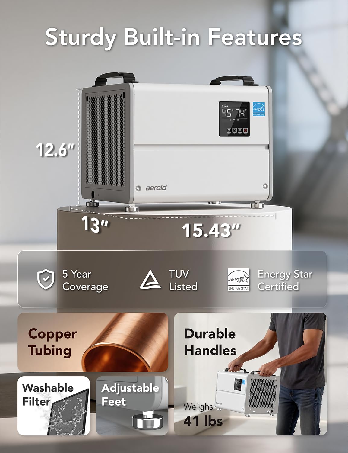 70 Pints Commercial Dehumidifier with Pump and Drain B3338