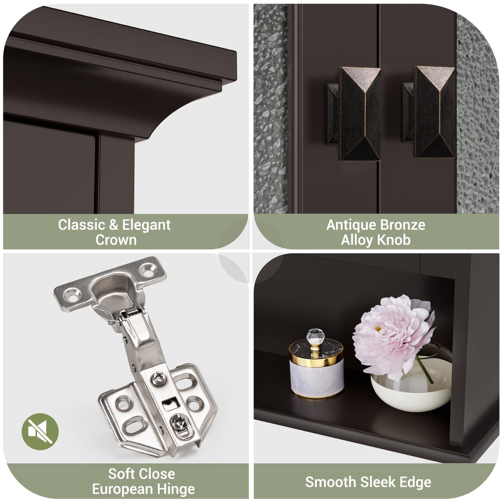 Wall Mount Medicine Cabinet with Tempered Glass Door W851414