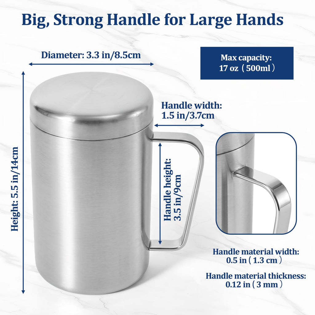 17oz Double Wall Stainless Steel Insulated Camping Mug with Lid X1008