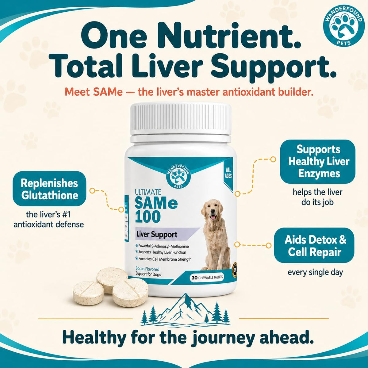 Liver Support for Dogs Chewable Tablets L95457