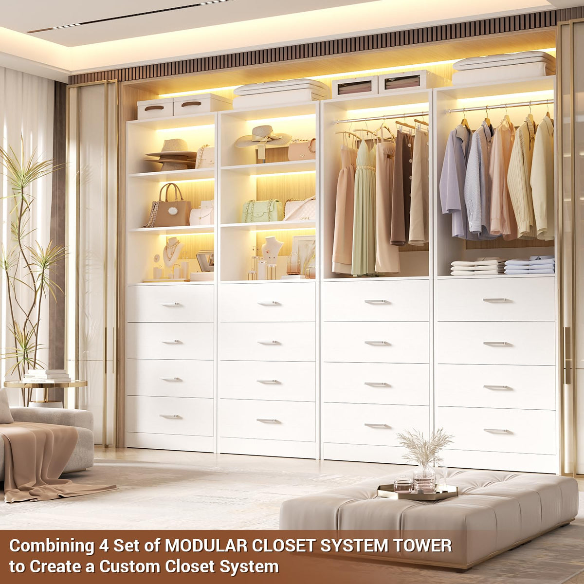 Wood Closet Organizer with 4 Drawers Z4190