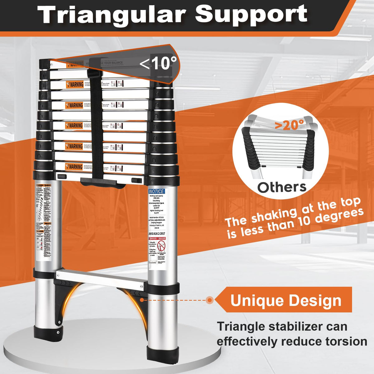 Telescoping Aluminum Ladder 10.5 FT 330lbs U303247