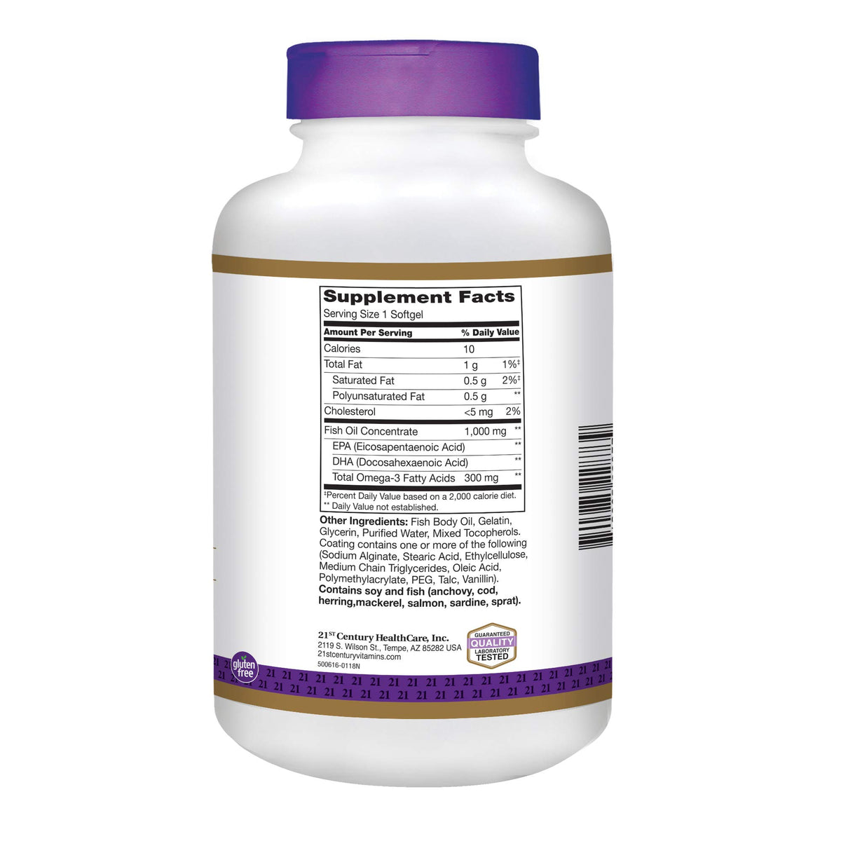 Fish Oil 1000 mg Enteric Coated Softgels 180-Count Pack of 2 A669259