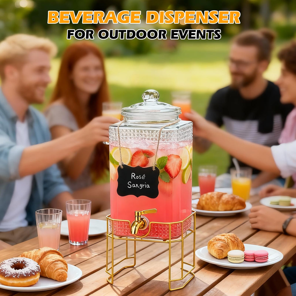 2 Gallon Stainless Steel Beverage Dispenser with Stand Z86656