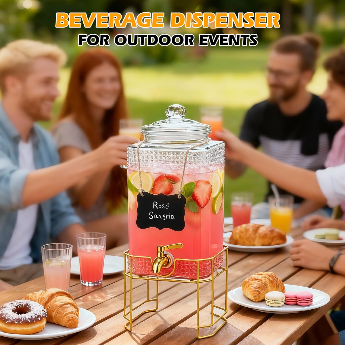 2 Gallon Stainless Steel Beverage Dispenser with Stand Z86656