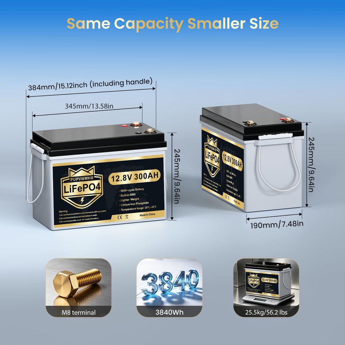 300Ah Lithium LiFePO4 Battery with Bluetooth H33605