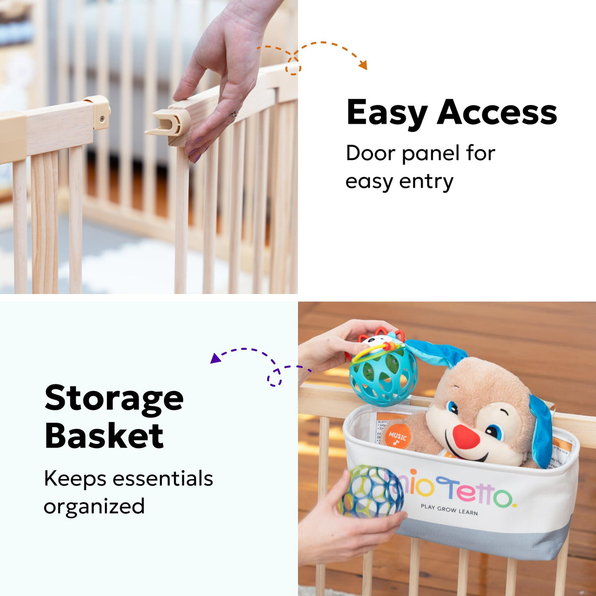 Foldable Wooden Baby Playpen with Gate I11769