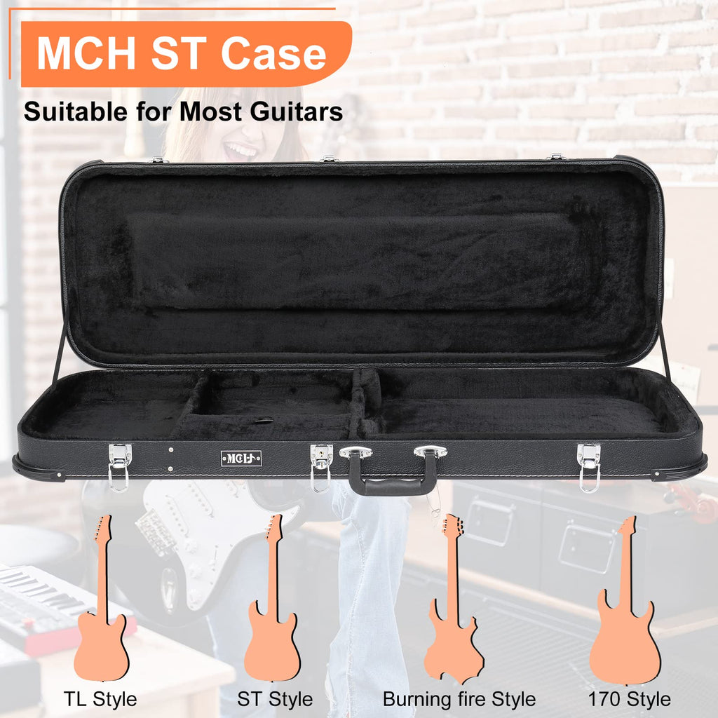 Black Electric Guitar Wood Hard Case with Handle J339429