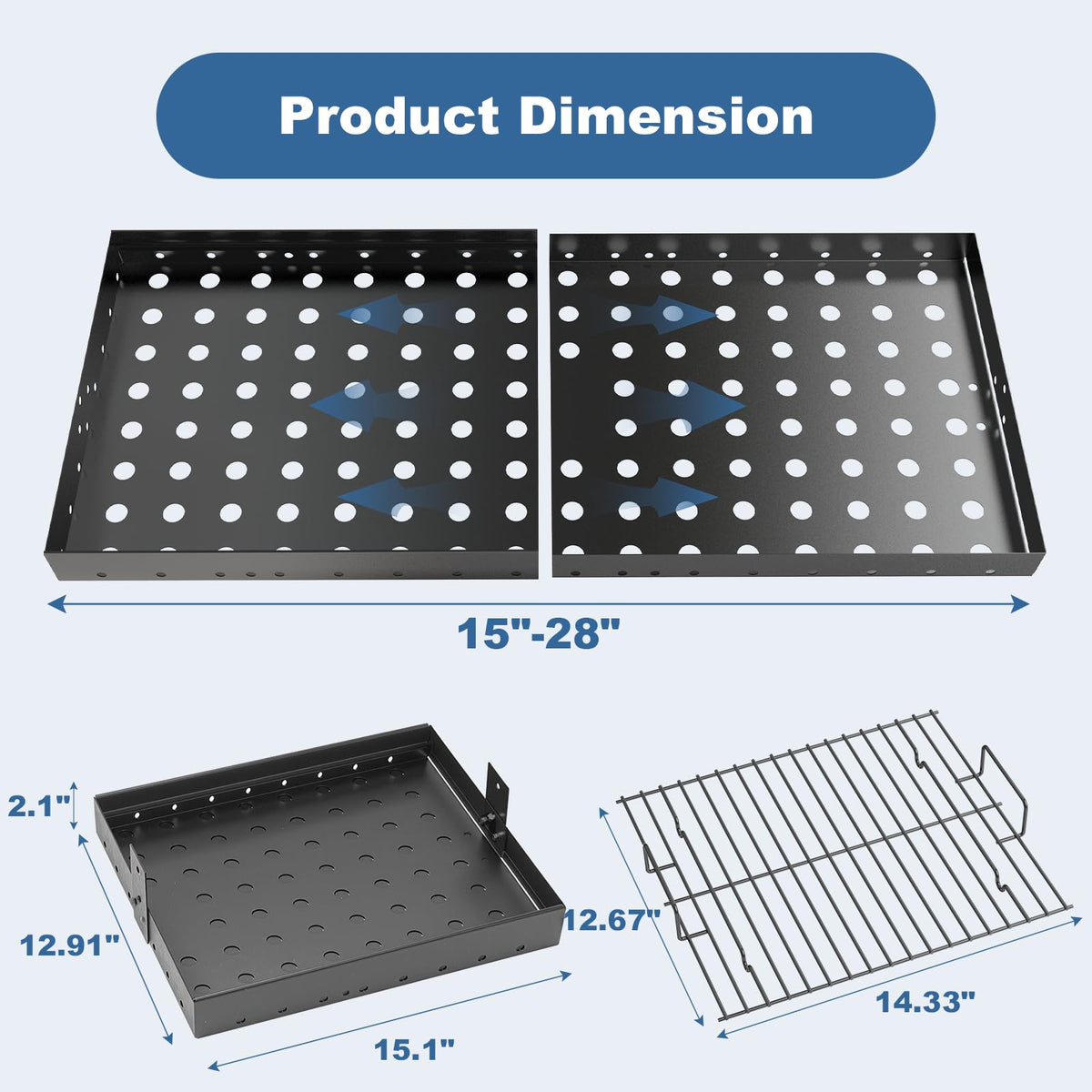 Adjustable Charcoal Grill Basket Ash Pan A850547