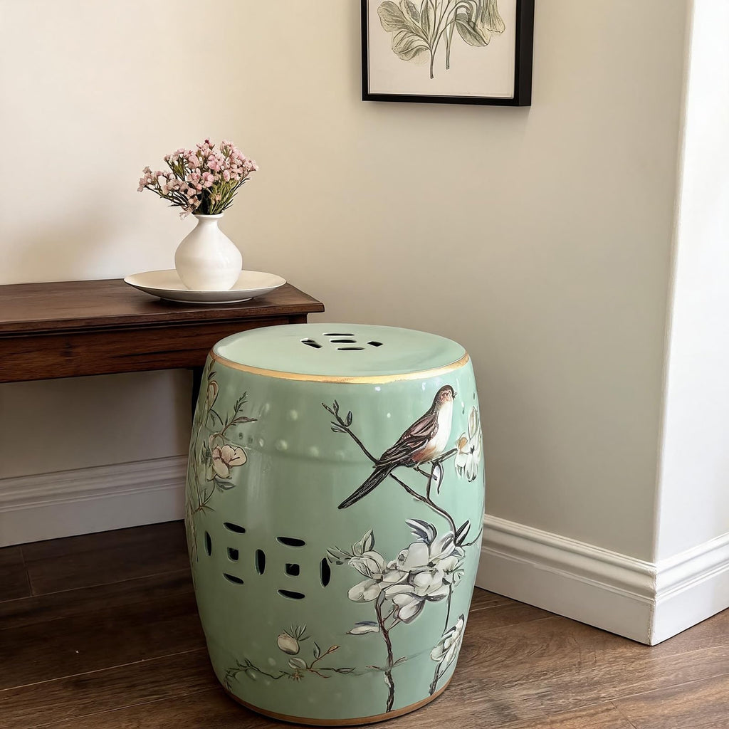 Hand-Painted Blue White Ceramic Garden Stool A79493