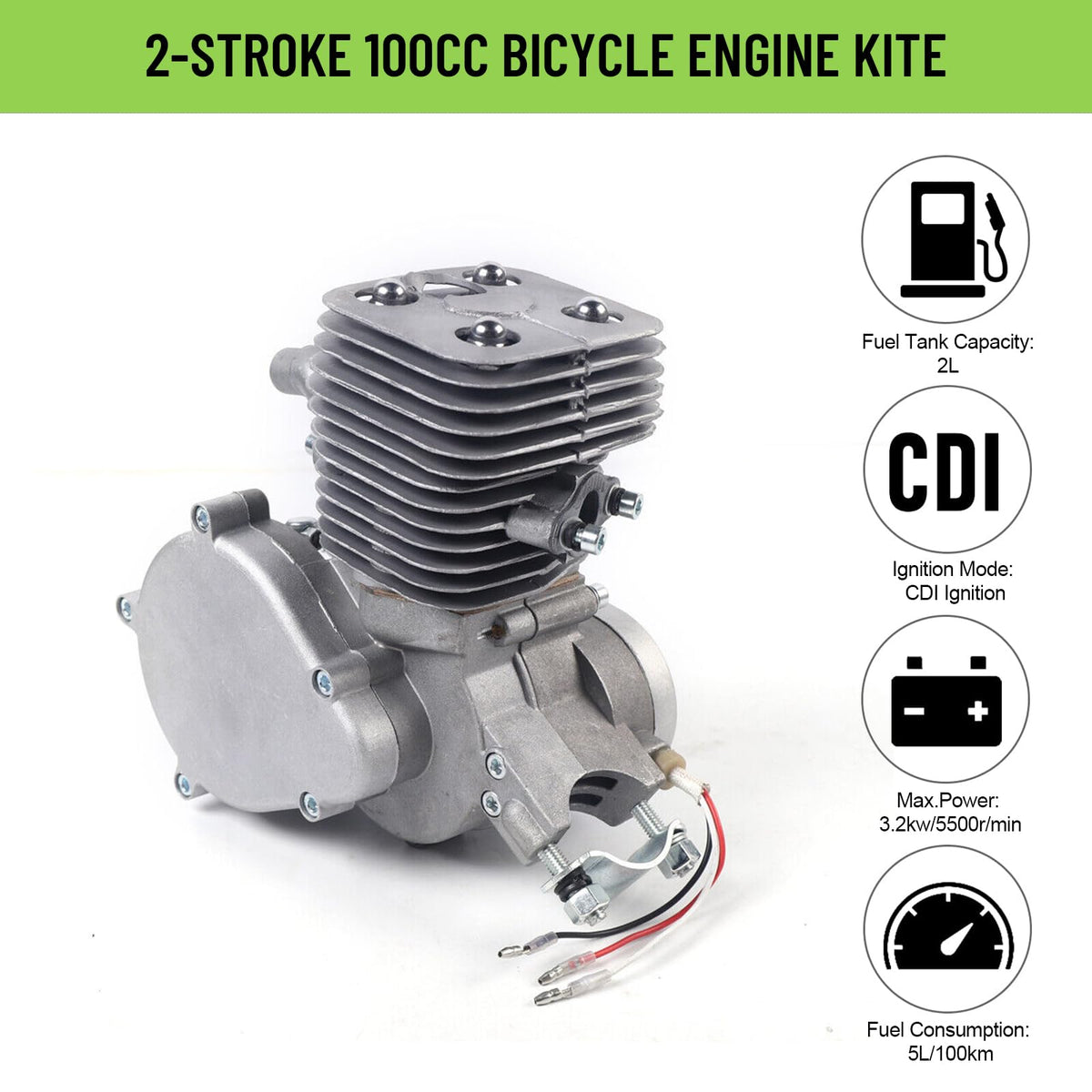 2 Stroke 100cc Bicycle Engine Kit with 44 Tooth Sprocket V300023