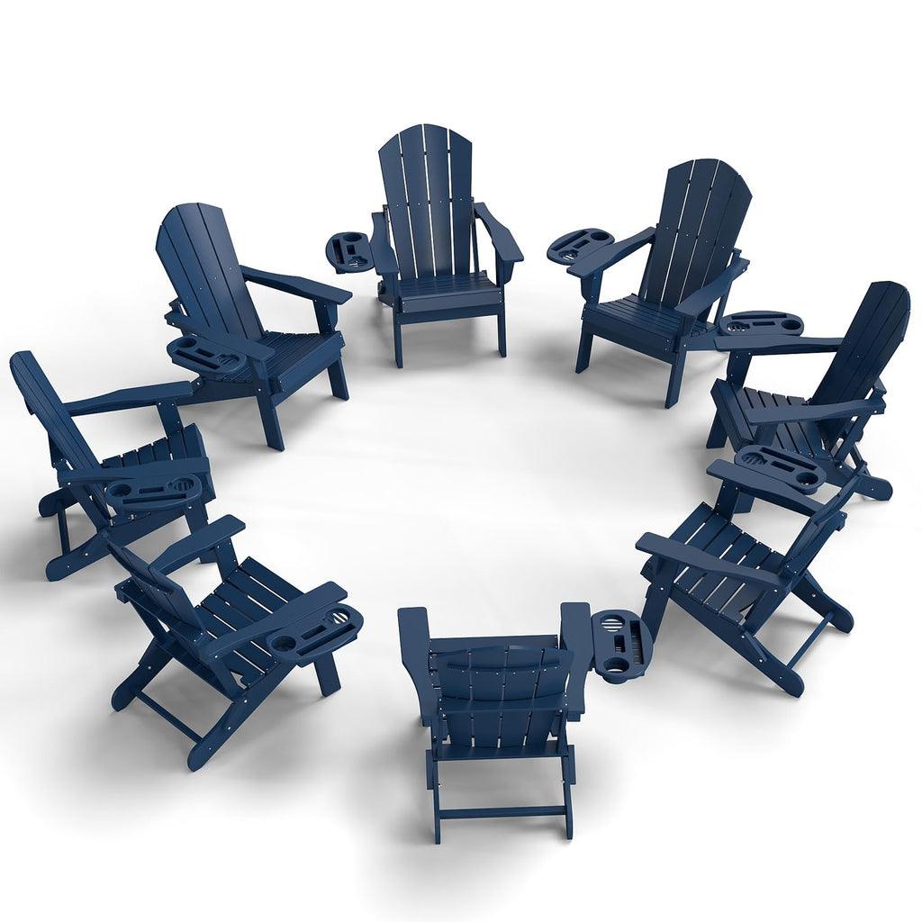 Folding Adirondack Chair Set of 8 with Cup Holder A15929
