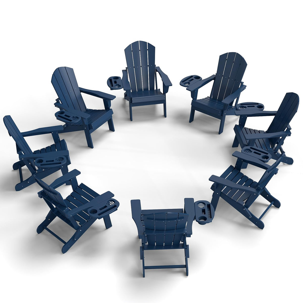 Folding Adirondack Chair Set of 8 with Cup Holder A15929