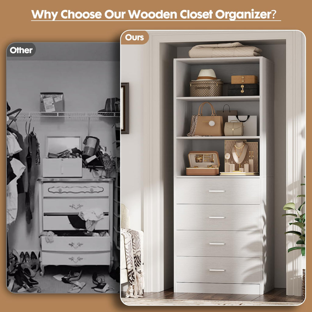 Wood Closet Organizer with 4 Drawers Z4190