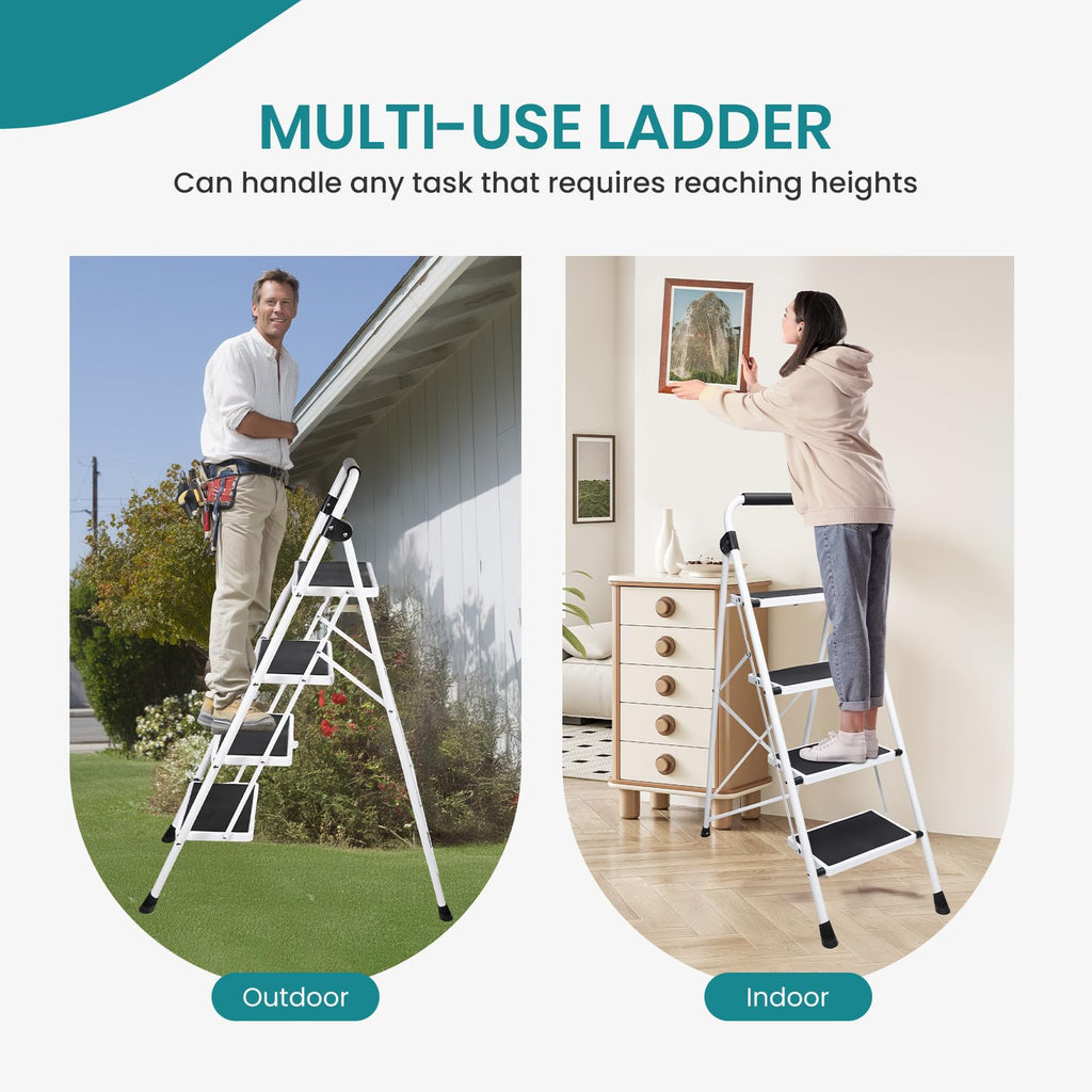 4 Step Foldable Step Stool with Anti-Slip Pedal M2668