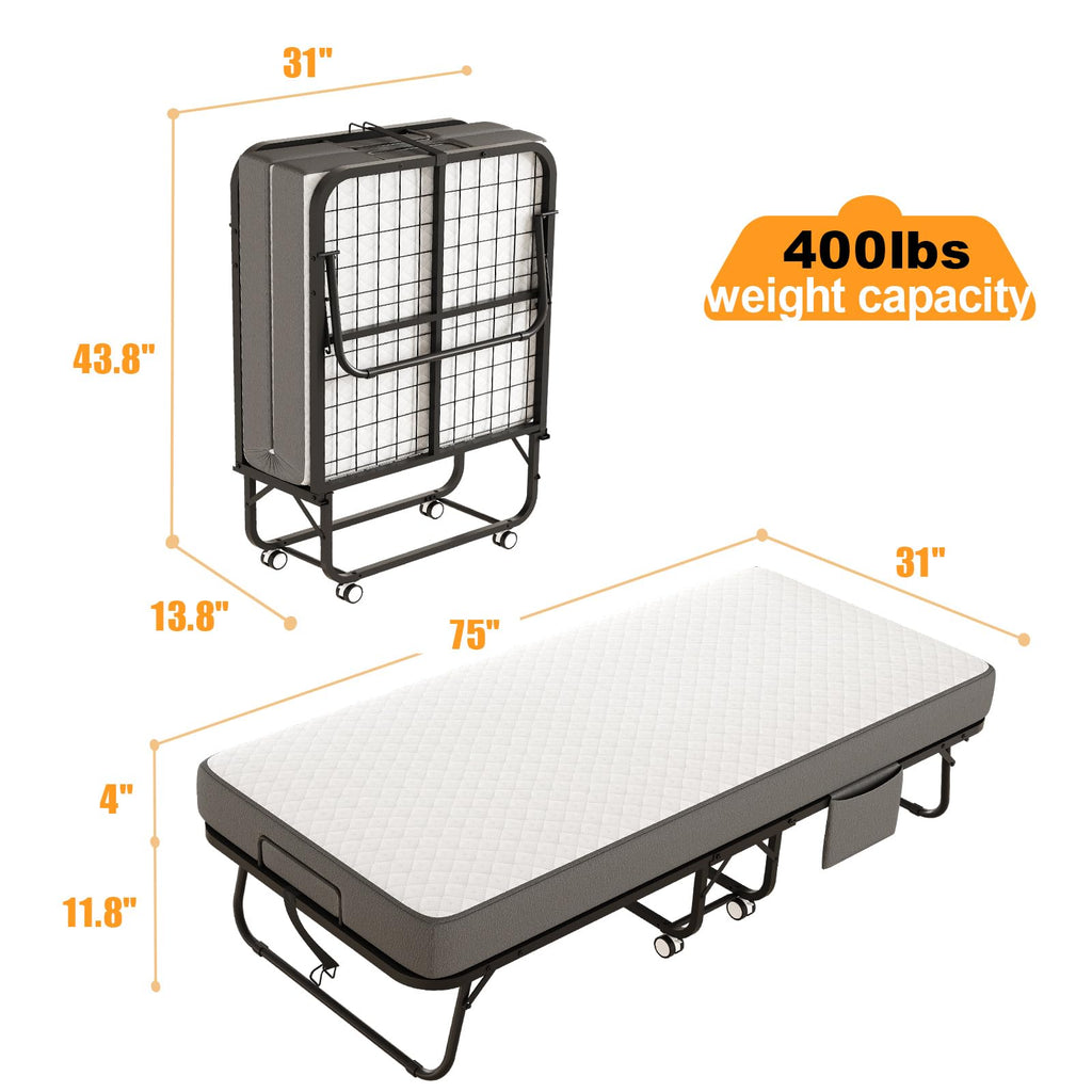 Folding Bed with Memory Foam Mattress Y306999