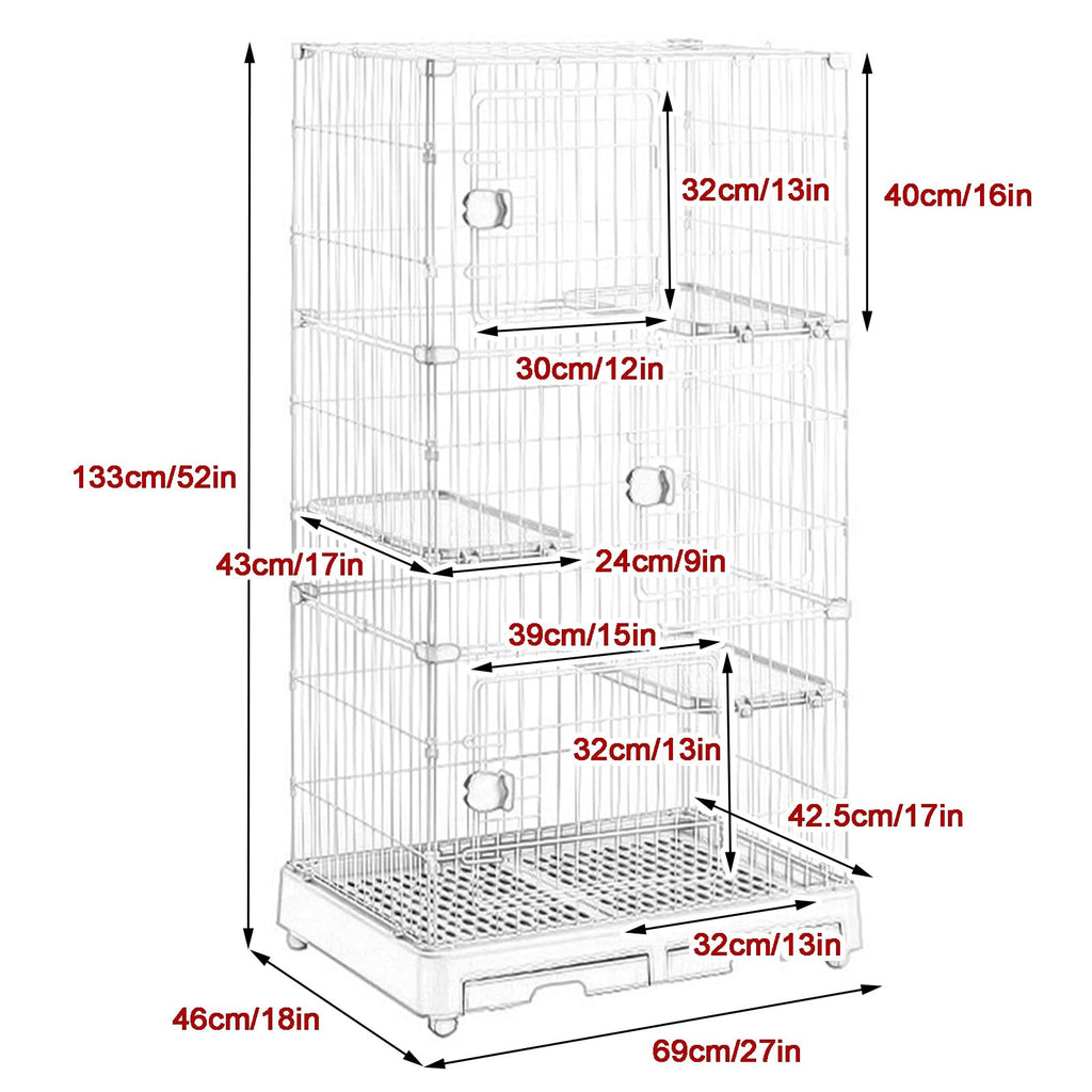 Detachable Metal Wire Cat Enclosure with Litter Box R694907