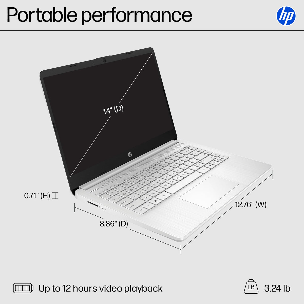14 inch Laptop, Intel Celeron N4500, 4 GB RAM, 64 GB eMMC, Natural Silver Y6153