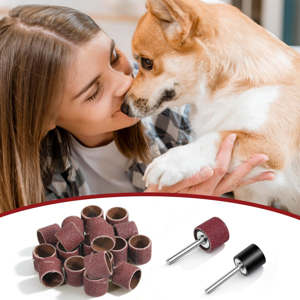 22Pcs Dog Nail Grinder Sanding Bands and Drums Replacement Kit F591519